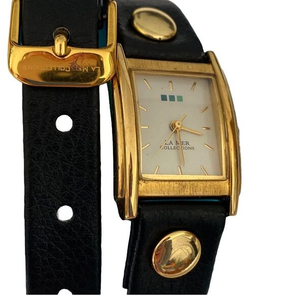 La Mer Collections Wrap Watch Black Gold - Picture 1 of 7